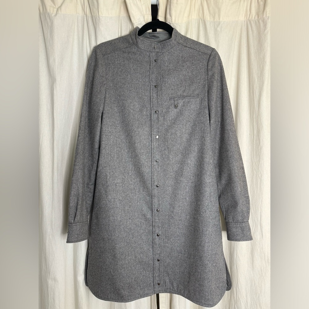 Chloe Vintage Gray Button-Up Long Coat
